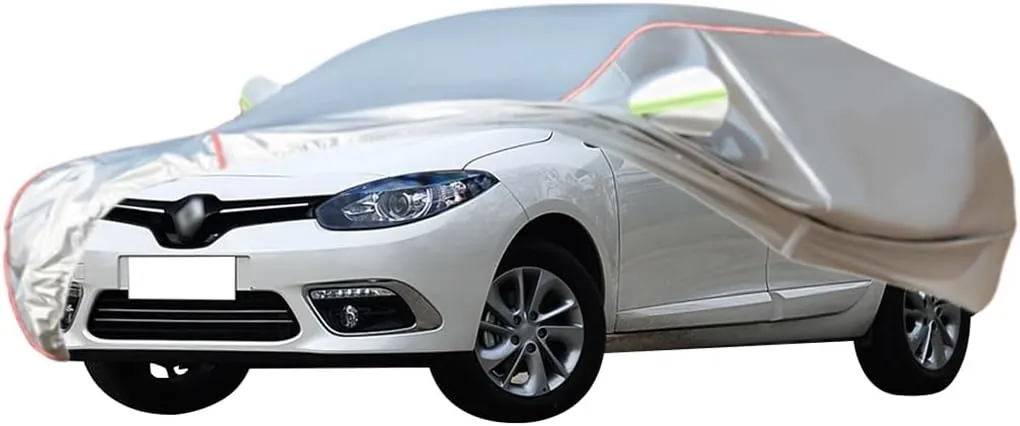 WOLWES Car Cover are Suitable for Renault Fluence All-Weather Windproof, Snowproof, Rainproof, UV-Protected and Breathable All-Season Universal with Side Door Zip Oxford Cloth Car Cover (Color : Whit