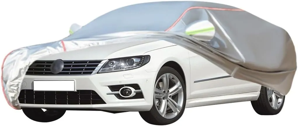 WOLWES Car Cover are Suitable for Volkswagen CC All-Weather Windproof, Snowproof, Rainproof, UV-Protected and Breathable All-Season Universal with Side Door Zip Oxford Cloth Car Cover (Color : White