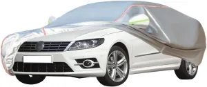 WOLWES Car Cover are Suitable for Volkswagen CC All-Weather Windproof, Snowproof, Rainproof, UV-Protected and Breathable All-Season Universal with Side Door Zip Oxford Cloth Car Cover (Color : White