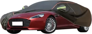 WOLWES Car Covers are Suitable for Aston Martin Rapide/Rapide S 2010-2019 All-Weather Windproof, Snowproof, Rainproof, UV-Protected and Breathable All-Season Universal with Side Door Zip Oxford Cloth