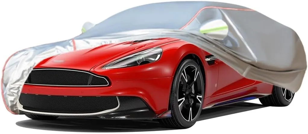 WOLWES Car Covers Are Suitable For Aston Martin Vanquish 2014-2019 All-weather Windproof, Snowproof, Rainproof, UV-protected And Breathable All-season Universal With Side Door Zip Oxford Cloth Car Cov