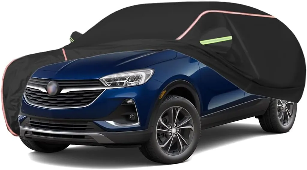 WOLWES Car Covers are Suitable for Buick Encore GX 2020-2024 All-Weather Windproof, Snowproof, Rainproof, UV-Protected and Breathable All-Season Universal with Side Door Zip Oxford Cloth Car Covers (