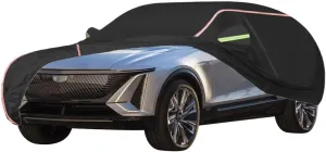 WOLWES Car Covers are Suitable for Cadillac Lyriq 2023-2024 All-Weather Windproof, Snowproof, Rainproof, UV-Protected and Breathable All-Season Universal with Side Door Zip Oxford Cloth Car Covers (C