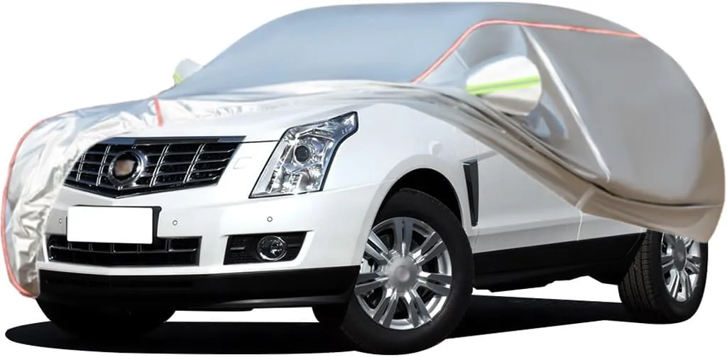 WOLWES Car Covers are Suitable for Cadillac SRX 2004-2016 All-Weather Windproof, Snowproof, Rainproof, UV-Protected and Breathable All-Season Universal with Side Door Zip Oxford Cloth Car Covers (Col