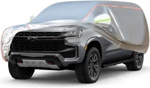 WOLWES Car Covers are Suitable for Chevrolet Tahoe 1995-2024 All-Weather Windproof, Snowproof, Rainproof, UV-Protected and Breathable All-Season Universal with Side Door Zip Oxford Cloth Car Covers (