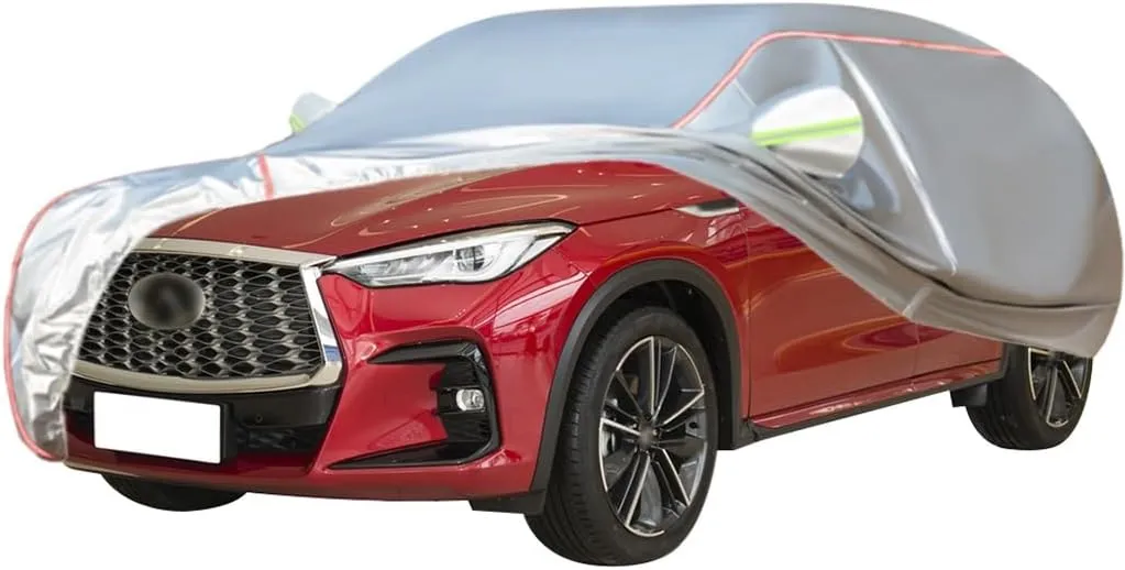WOLWES Car Covers are Suitable for Infiniti QX55 2022-2024 All-Weather Windproof, Snowproof, Rainproof, UV-Protected and Breathable All-Season Universal with Side Door Zip Oxford Cloth Car Covers (Co