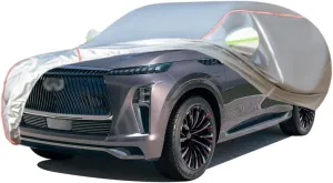 WOLWES Car Covers are Suitable for Infiniti QX80 2014-2024 All-Weather Windproof, Snowproof, Rainproof, UV-Protected and Breathable All-Season Universal with Side Door Zip Oxford Cloth Car Covers (Co