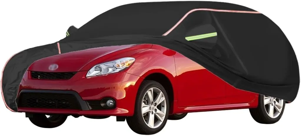 WOLWES Car Covers Are Suitable For Toyota Matrix Base/L/S/XR/XRS 2009-2013 All-weather Windproof, Snowproof, Rainproof, UV-protected And Breathable All-season Universal With Side Door Zip Oxford Cloth