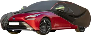 WOLWES Car Covers Are Suitable For Toyota Mirai Base/Limited/XLE 2016-2023 All-weather Windproof, Snowproof, Rainproof, UV-protected And Breathable All-season Universal With Side Door Zip Oxford Cloth