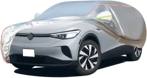WOLWES Car Covers are Suitable for VW ID.4 2021-2023 All-Weather Windproof, Snowproof, Rainproof, UV-Protected and Breathable All-Season Universal with Side Door Zip Oxford Cloth Car Covers (Color :