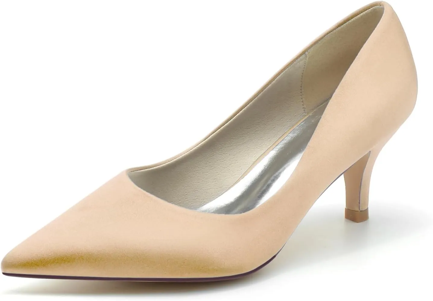 Women Low Heel Pumps Pointy Stiletto Heel Wedding Bridal Shoes Satin Prom Party Dress Pumps 6Cm
