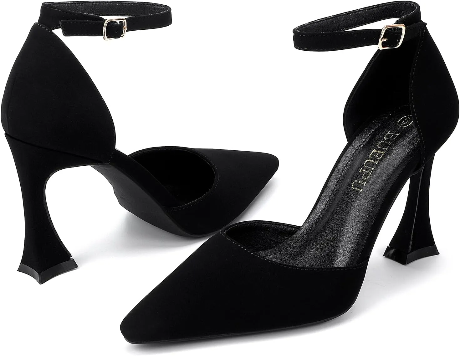 Women's 3.5 in Kitten Heel Closed Toe Ankle Strap Dress Shoes for Women