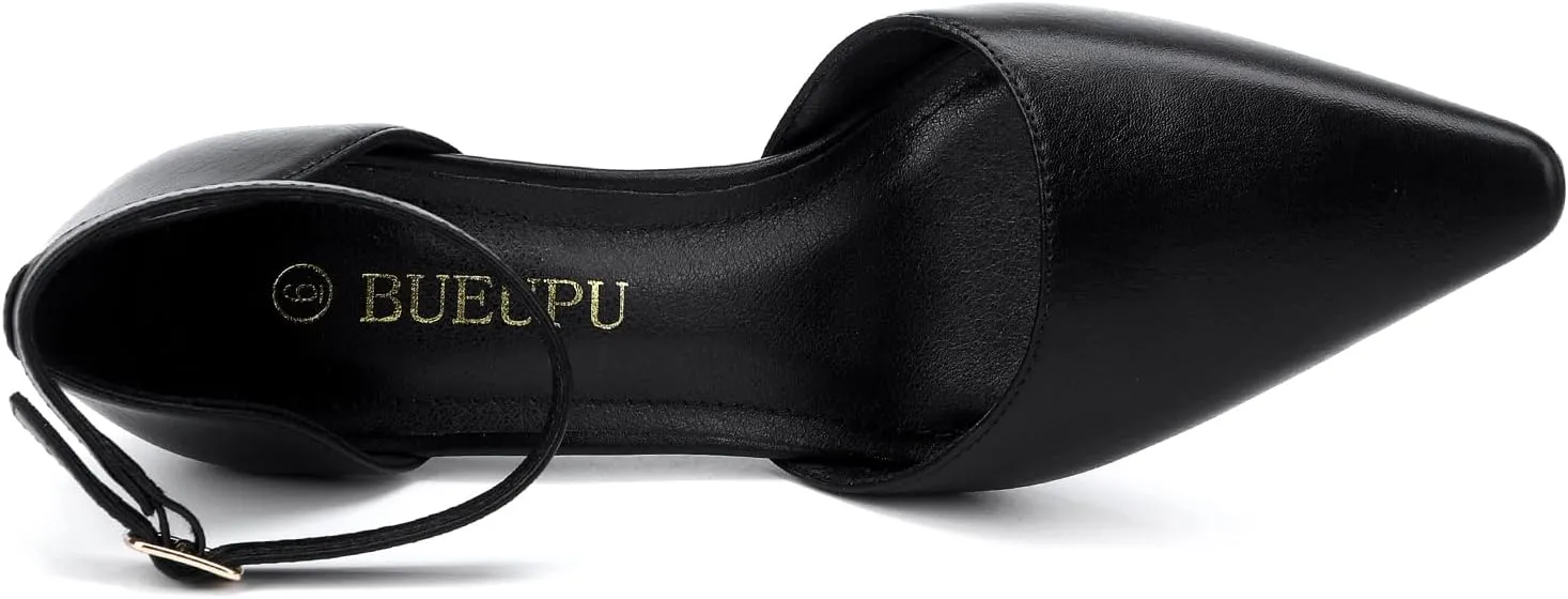 Women's 3.5 in Kitten Heel Closed Toe Ankle Strap Dress Shoes for Women