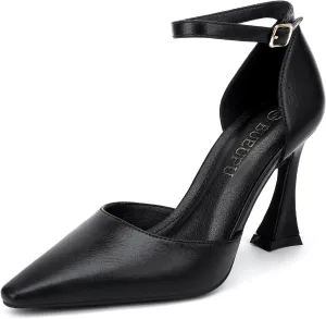 Women's 3.5 in Kitten Heel Closed Toe Ankle Strap Dress Shoes for Women