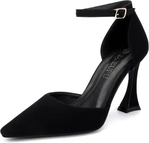 Women's 3.5 in Kitten Heel Closed Toe Ankle Strap Dress Shoes for Women