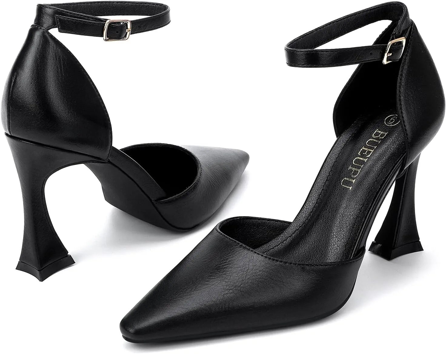Women's 3.5 in Kitten Heel Closed Toe Ankle Strap Dress Shoes for Women