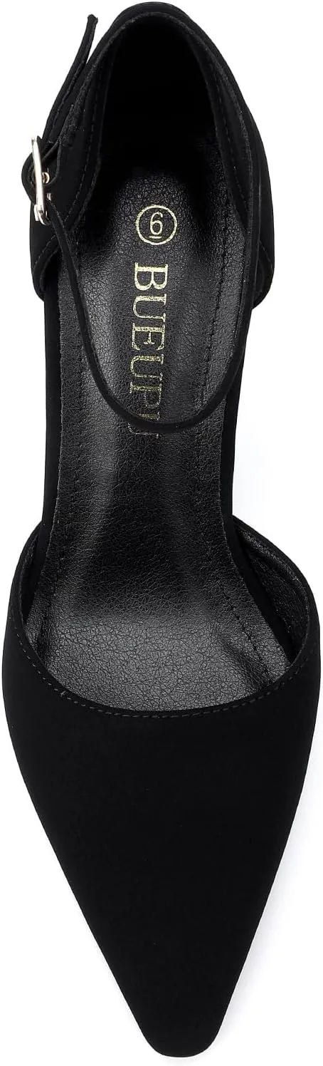 Women's 3.5 in Kitten Heel Closed Toe Ankle Strap Dress Shoes for Women