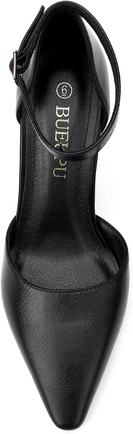 Women's 3.5 in Kitten Heel Closed Toe Ankle Strap Dress Shoes for Women