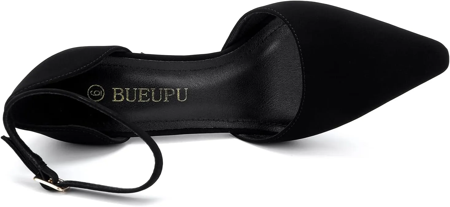 Women's 3.5 in Kitten Heel Closed Toe Ankle Strap Dress Shoes for Women
