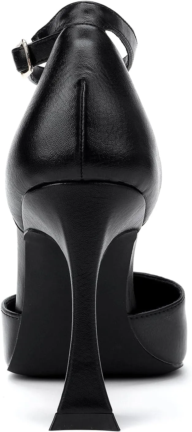 Women's 3.5 in Kitten Heel Closed Toe Ankle Strap Dress Shoes for Women