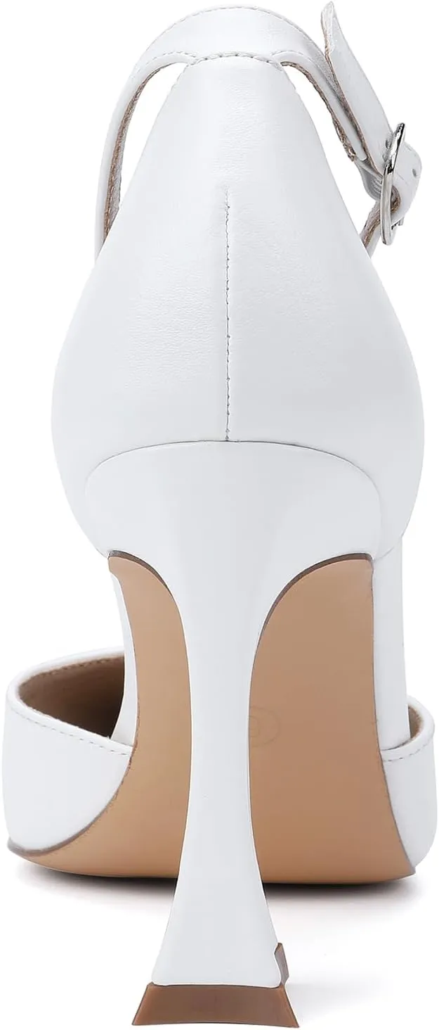 Women's 3.5In heigh Heel Pointed Closed Toe Ankle Strap Pumps Dress Shoes for Women
