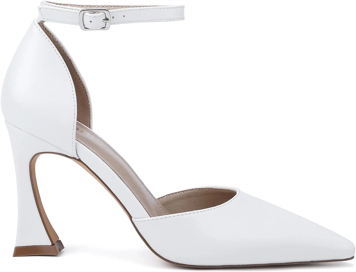 Women's 3.5In heigh Heel Pointed Closed Toe Ankle Strap Pumps Dress Shoes for Women
