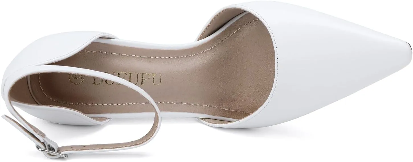 Women's 3.5In heigh Heel Pointed Closed Toe Ankle Strap Pumps Dress Shoes for Women