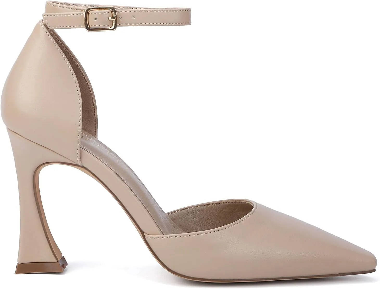 Women's 3.5In heigh Heel Pointed Closed Toe Ankle Strap Pumps Dress Shoes for Women