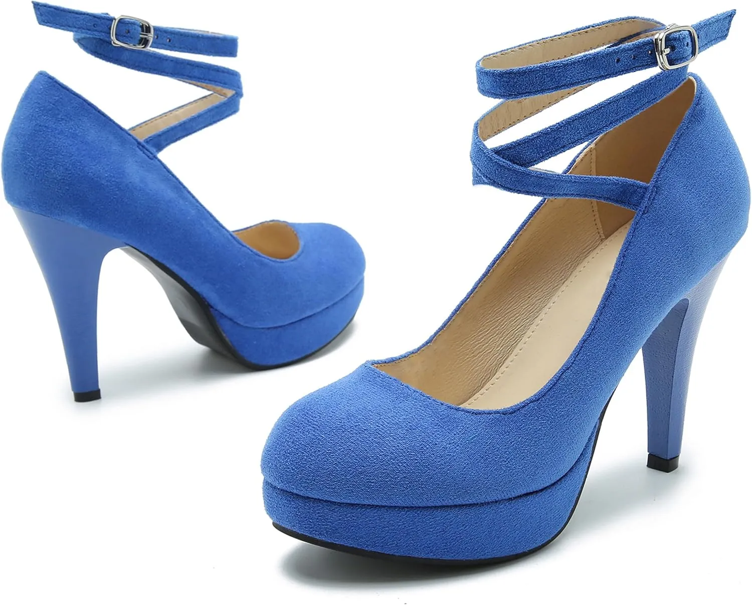 Women's Ankle Cross Strap Pumps Platform Stiletto Dress High Heel