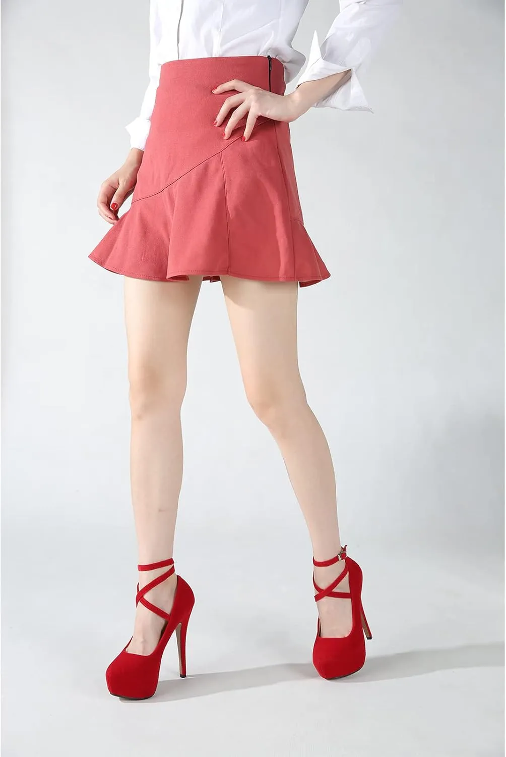 Women's Ankle Cross Strap Pumps Platform Stiletto Dress High Heel