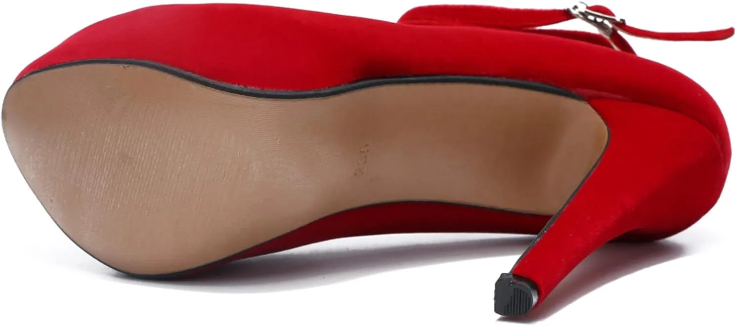 Women's Ankle Cross Strap Pumps Platform Stiletto Dress High Heel