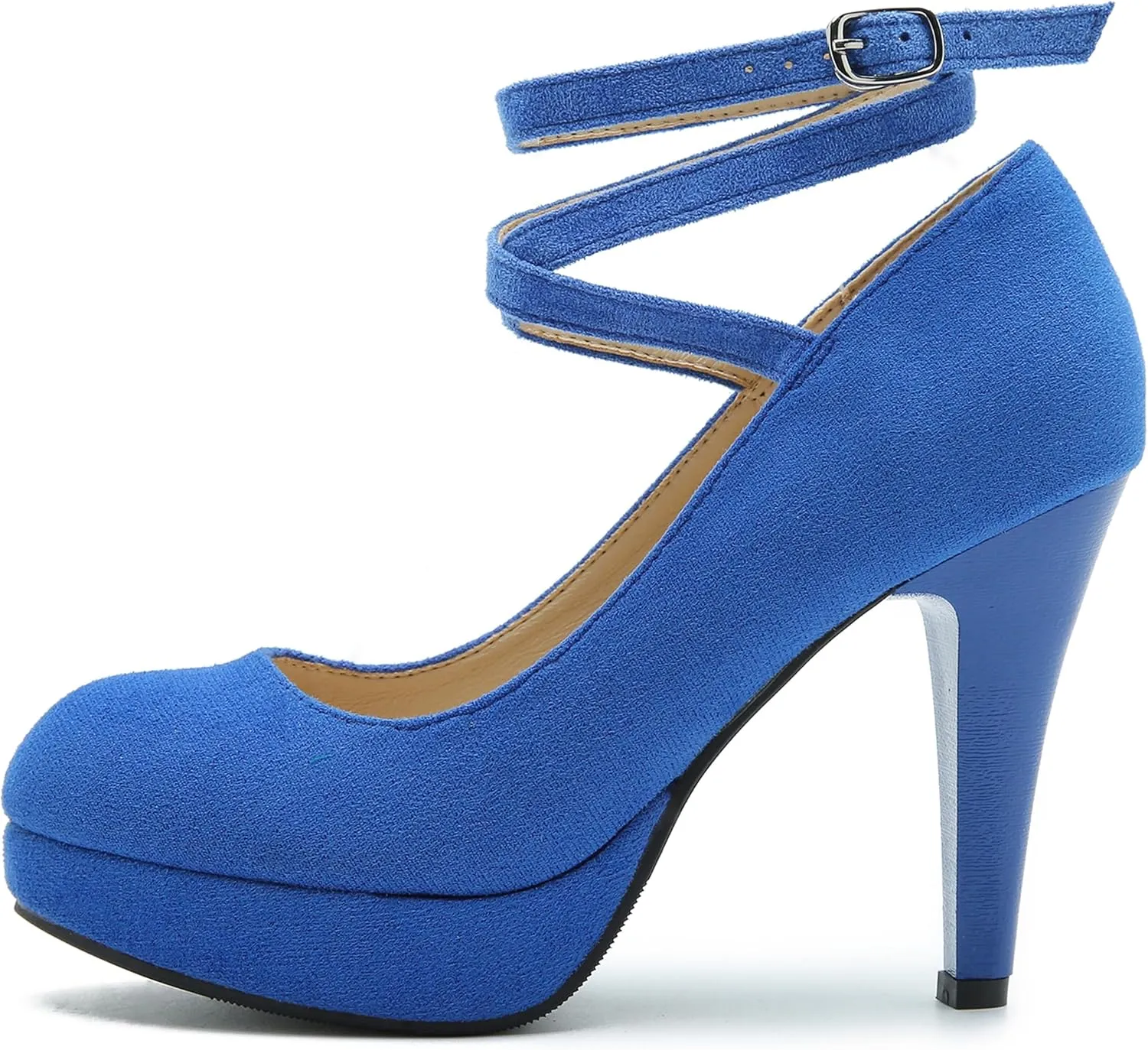 Women's Ankle Cross Strap Pumps Platform Stiletto Dress High Heel
