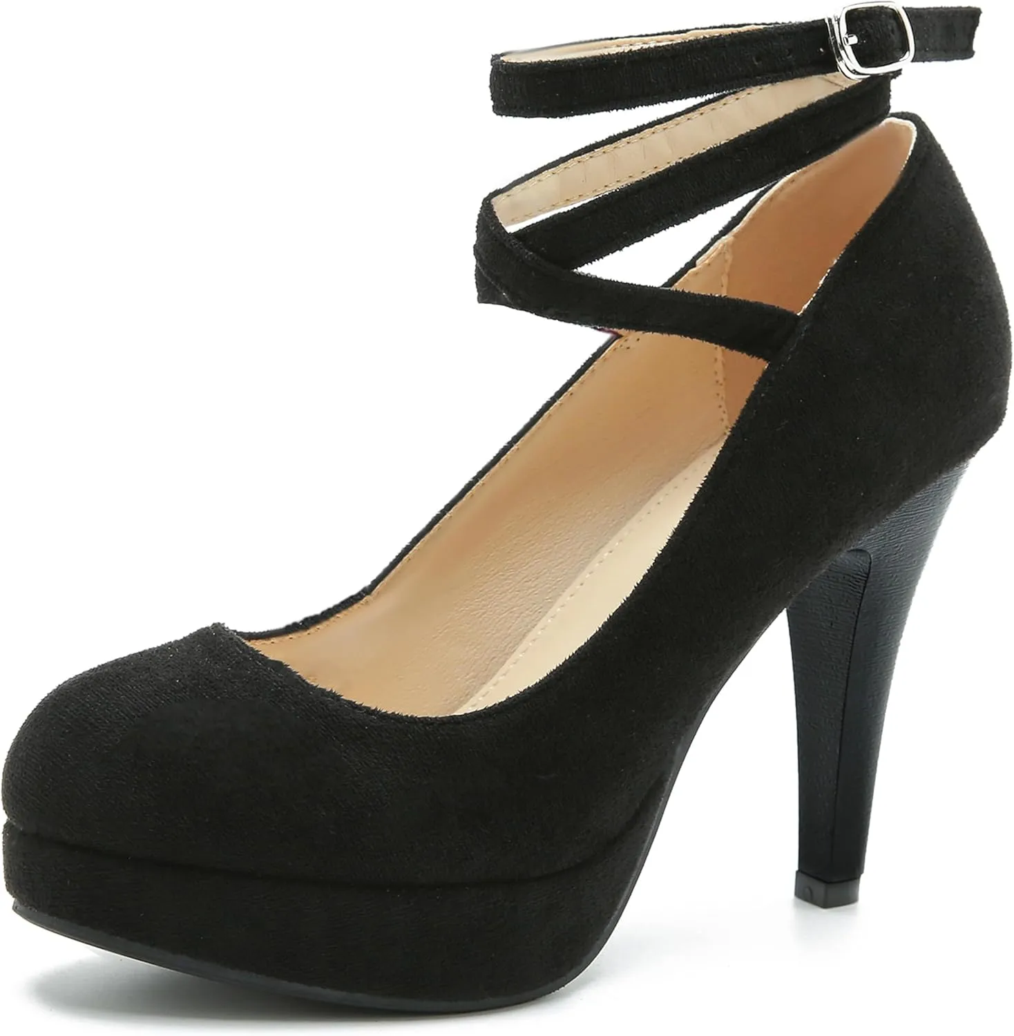 Women's Ankle Cross Strap Pumps Platform Stiletto Dress High Heel
