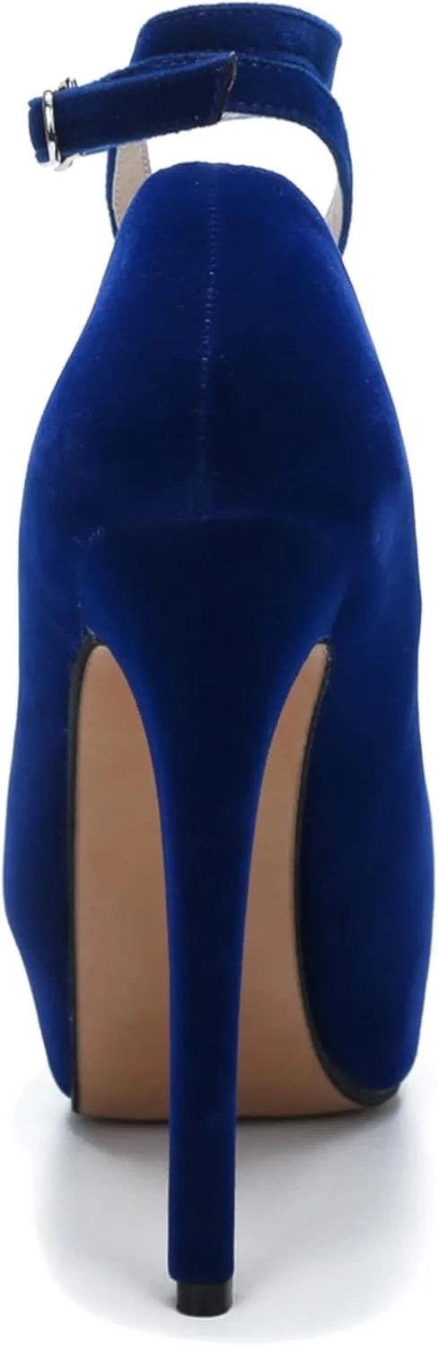 Women's Ankle Cross Strap Pumps Platform Stiletto Dress High Heel