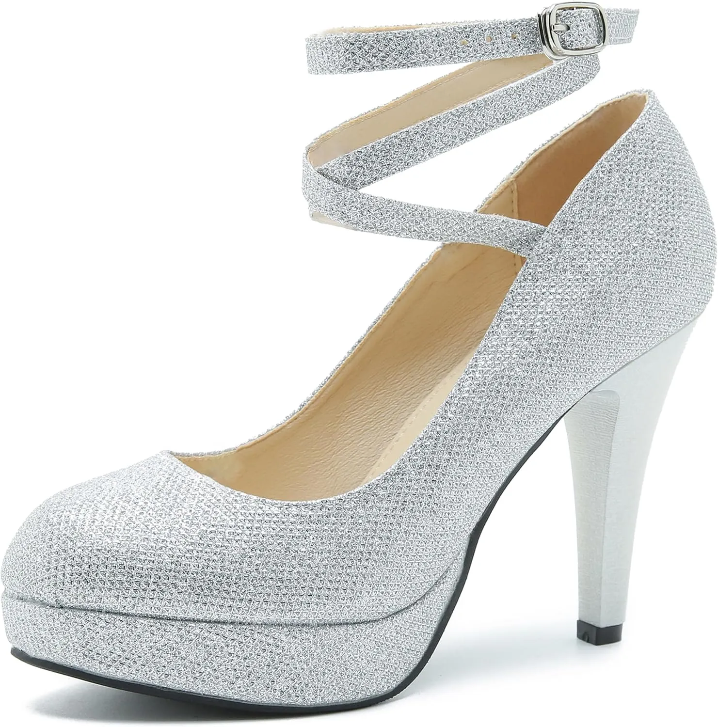Women's Ankle Cross Strap Pumps Platform Stiletto Dress High Heel