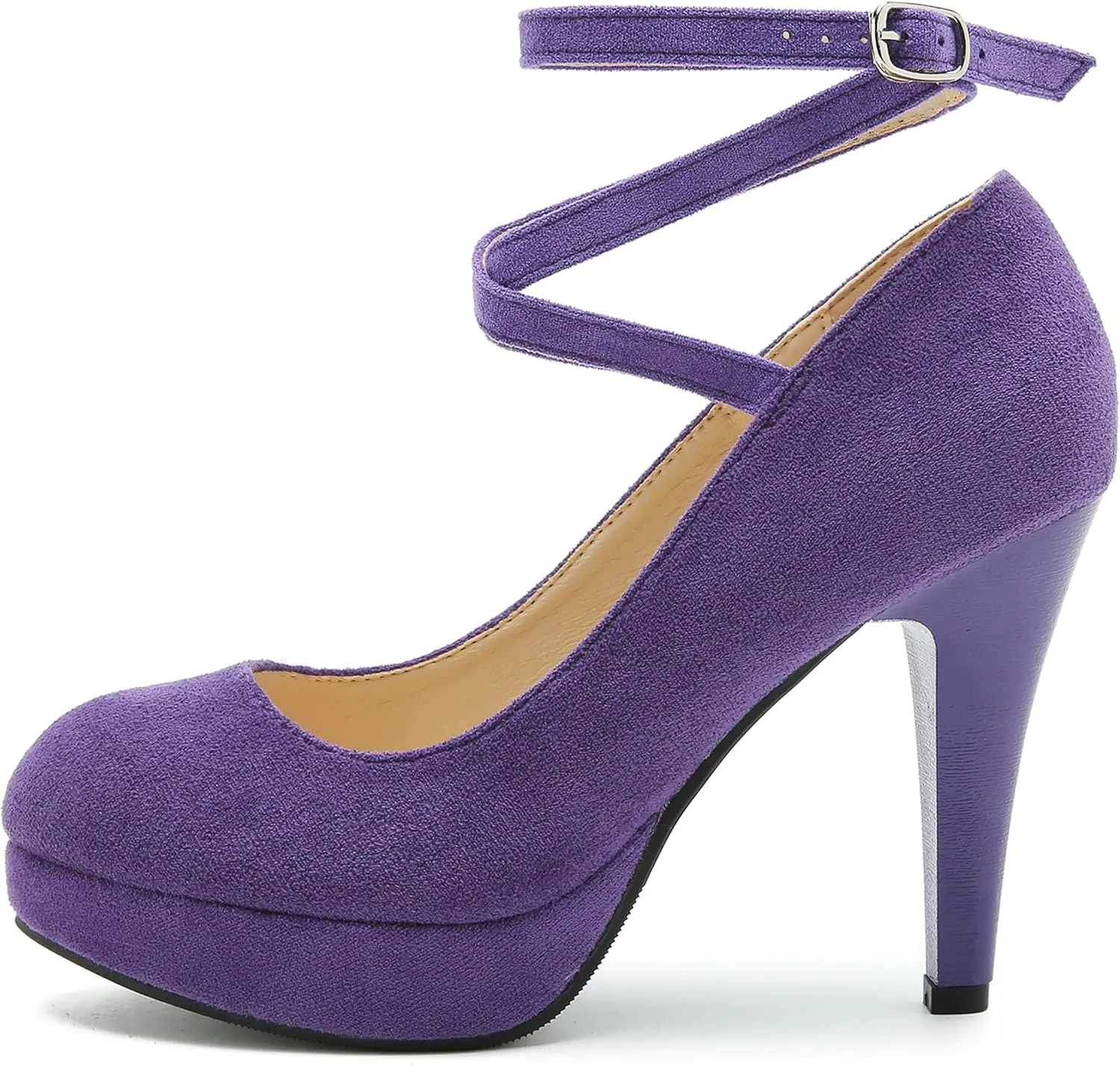 Women's Ankle Cross Strap Pumps Platform Stiletto Dress High Heel