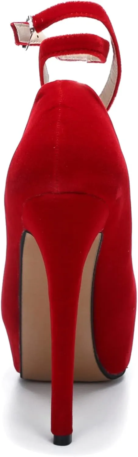 Women's Ankle Cross Strap Pumps Platform Stiletto Dress High Heel