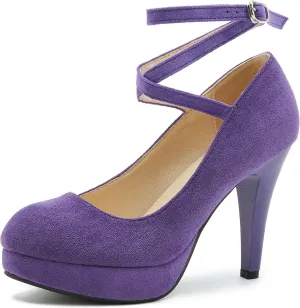Women's Ankle Cross Strap Pumps Platform Stiletto Dress High Heel
