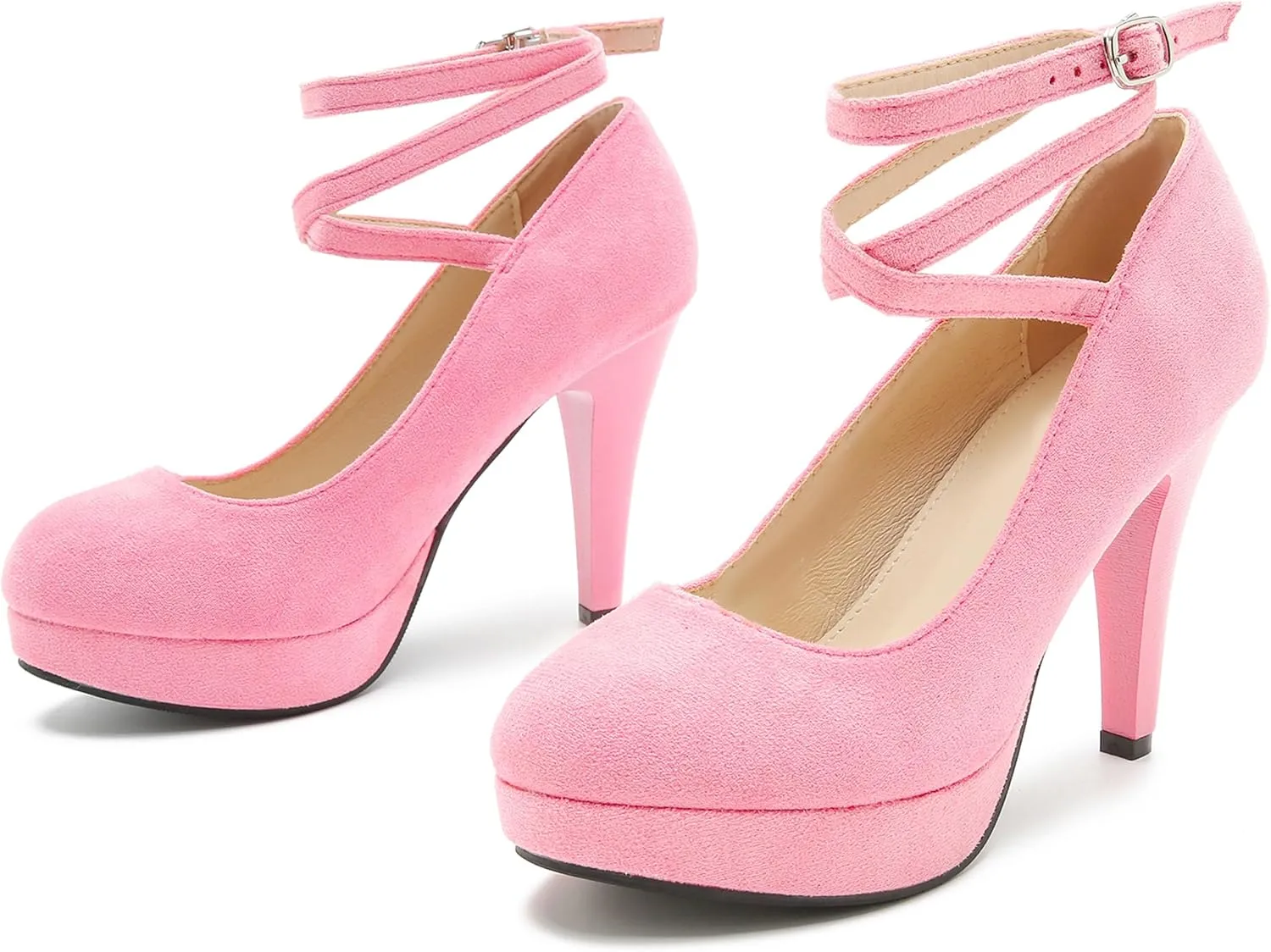 Women's Ankle Cross Strap Pumps Platform Stiletto Dress High Heel