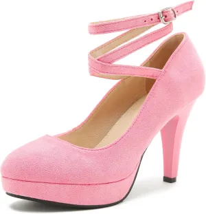 Women's Ankle Cross Strap Pumps Platform Stiletto Dress High Heel