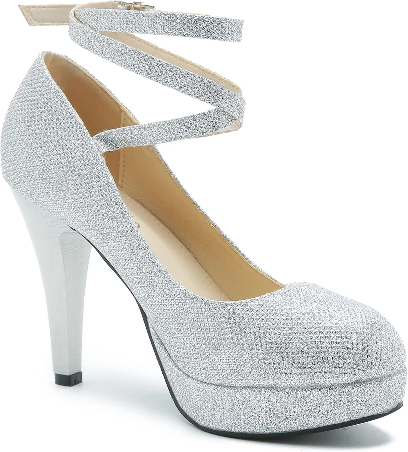 Women's Ankle Cross Strap Pumps Platform Stiletto Dress High Heel