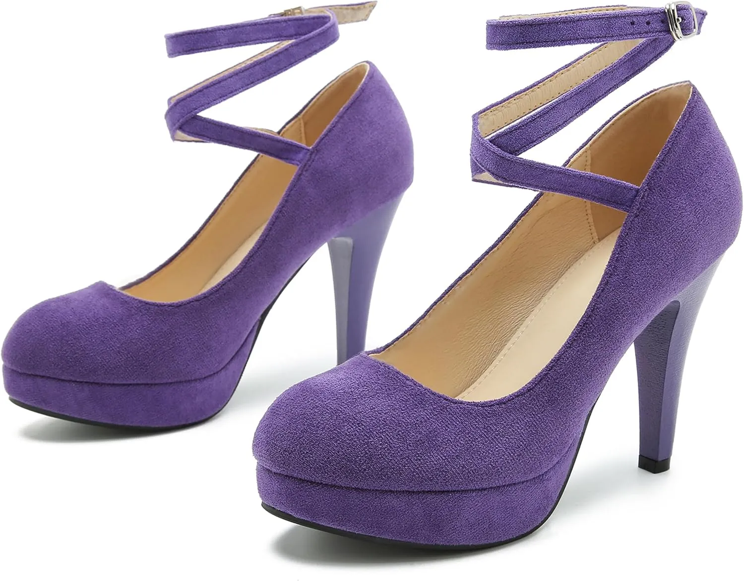 Women's Ankle Cross Strap Pumps Platform Stiletto Dress High Heel