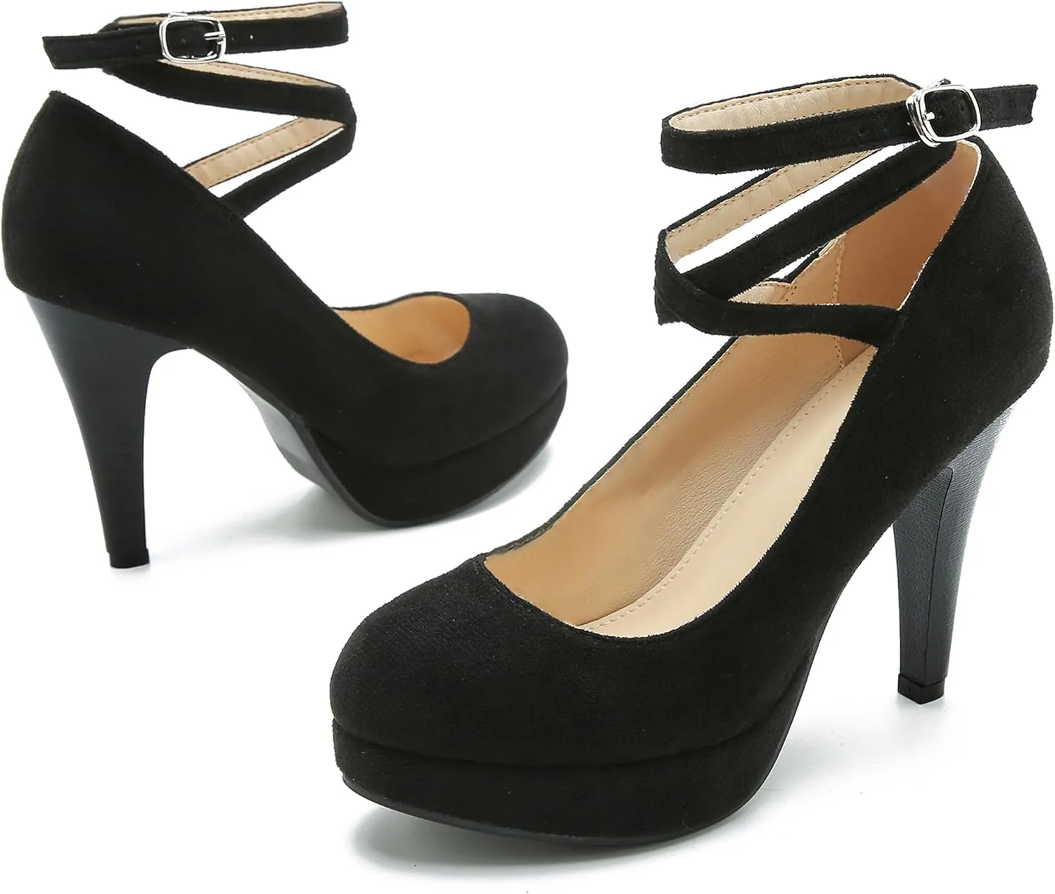 Women's Ankle Cross Strap Pumps Platform Stiletto Dress High Heel