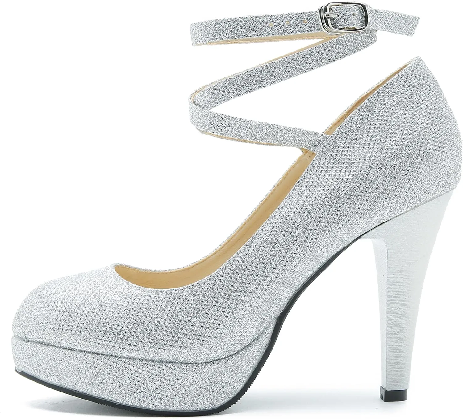 Women's Ankle Cross Strap Pumps Platform Stiletto Dress High Heel