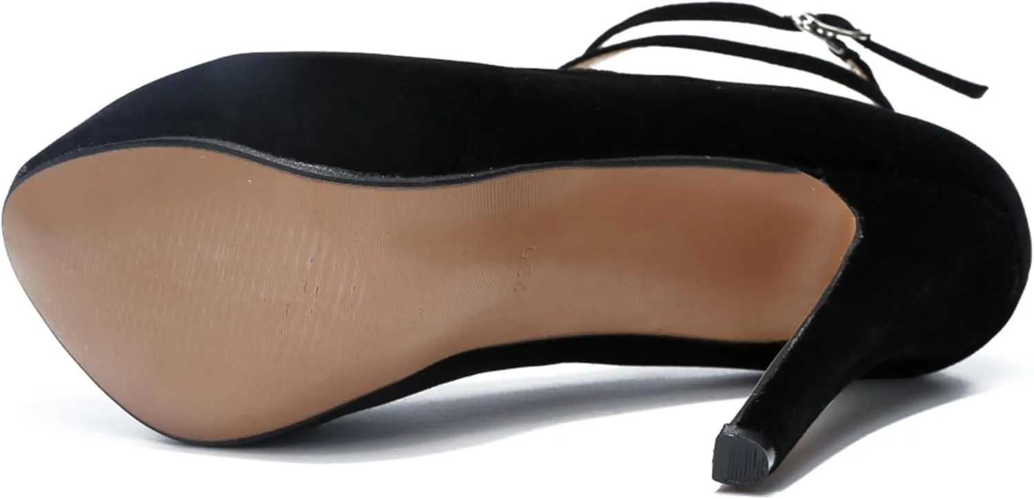 Women's Ankle Cross Strap Pumps Platform Stiletto Dress High Heel