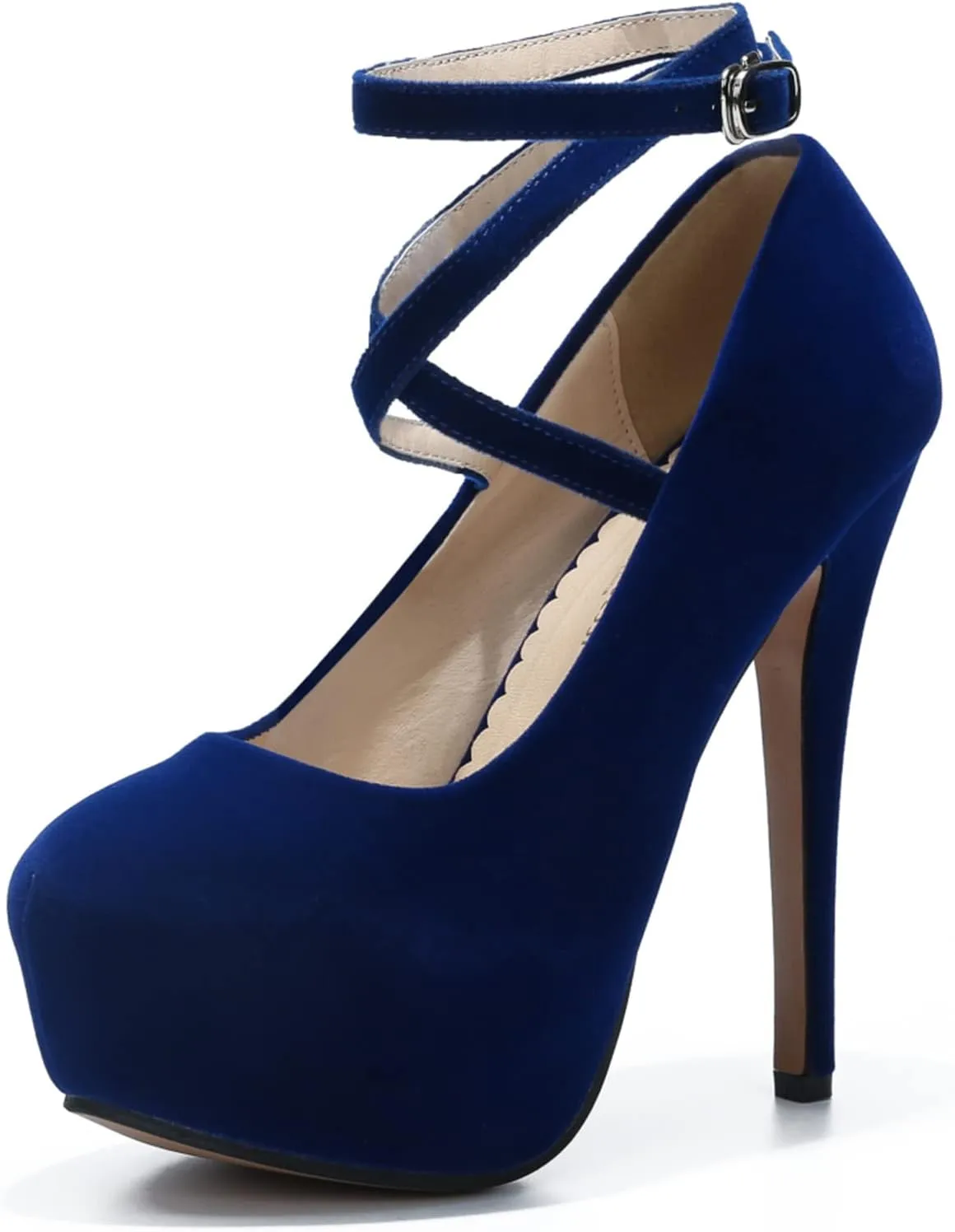 Women's Ankle Cross Strap Pumps Platform Stiletto Dress High Heel