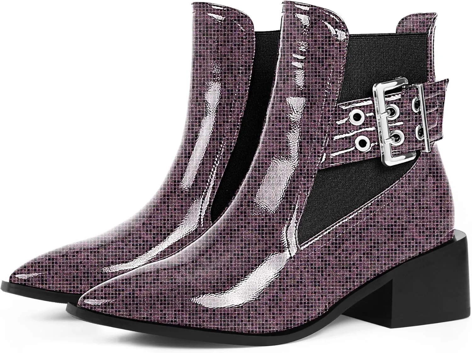 Women's Block Chunky Low Heel Ankle Boots Buckle Strap Booties