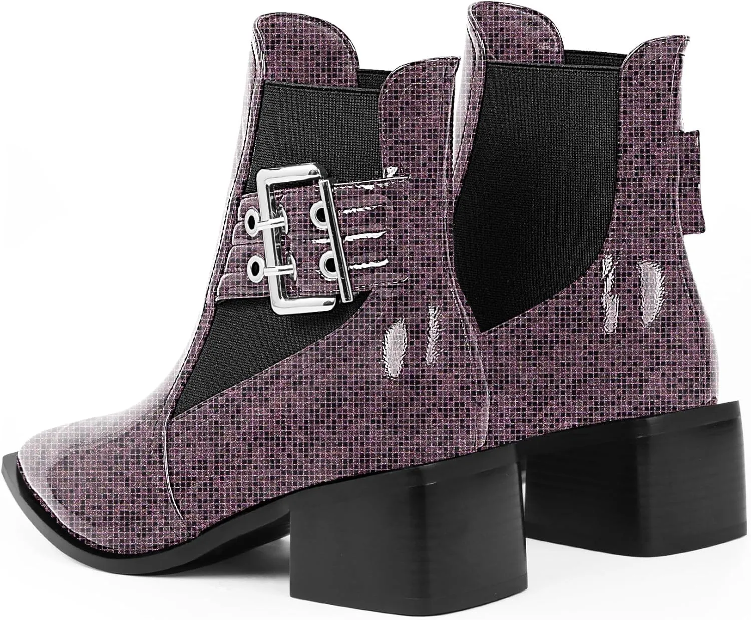 Women's Block Chunky Low Heel Ankle Boots Buckle Strap Booties