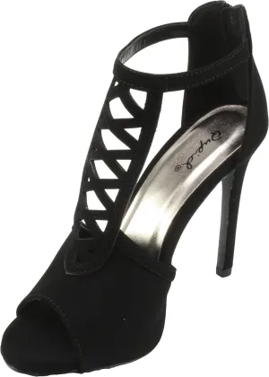 Women's Cece-06 Peep Toe Ankle Strap Platform Dress High Heels (8.5, Black)