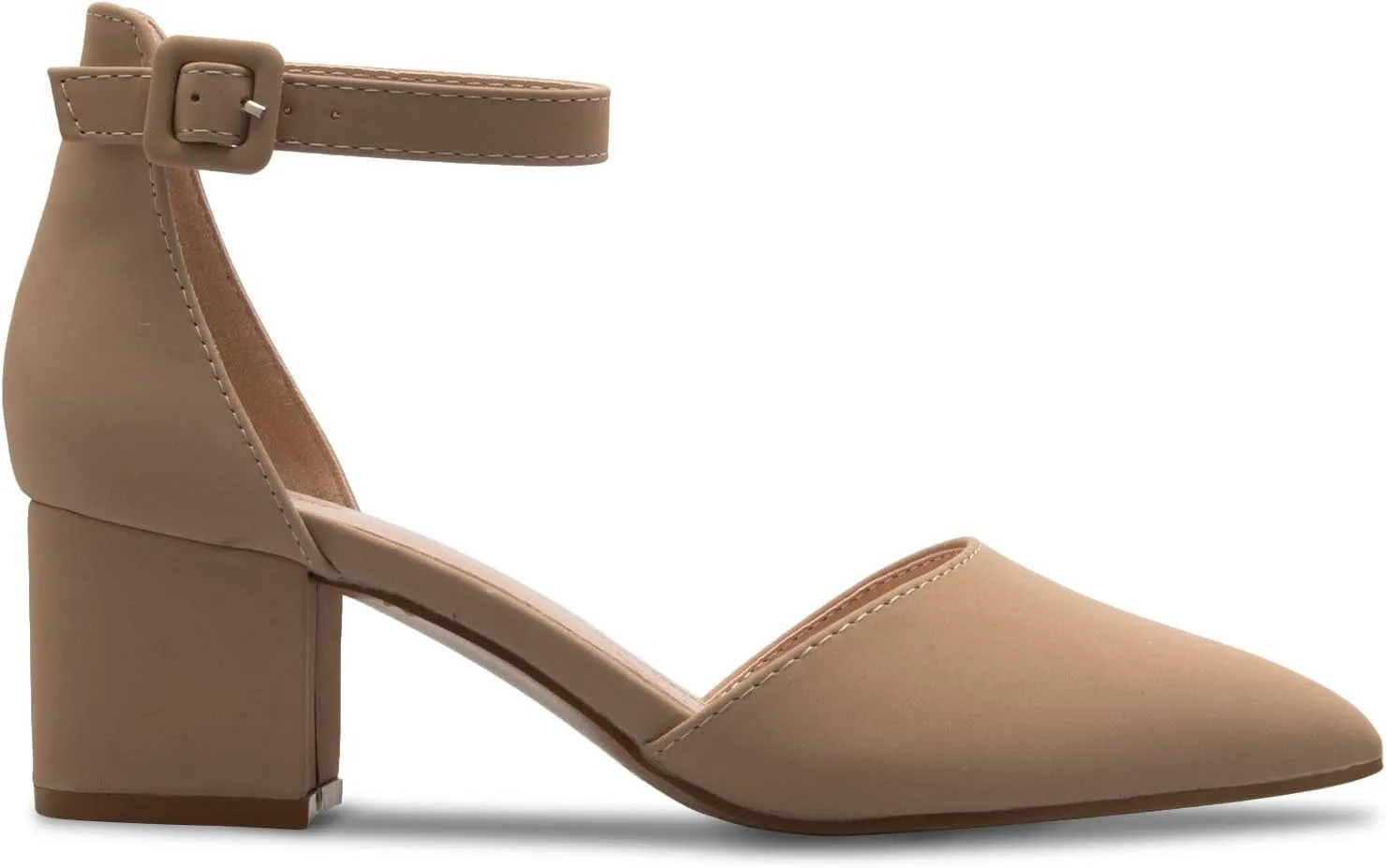 Women's Classic Pumps Close Toe Ankle Strap Kitten Heel - Adorable Low Block Heel